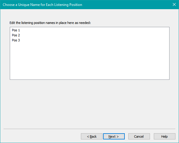 Edit the Names of the Listening Positions
