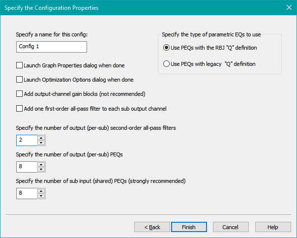 Specifying the Properties of the New Configuration