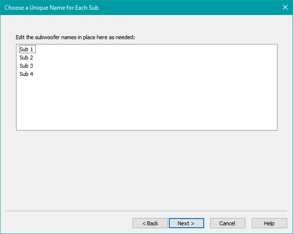 Edit the Subwoofer Names