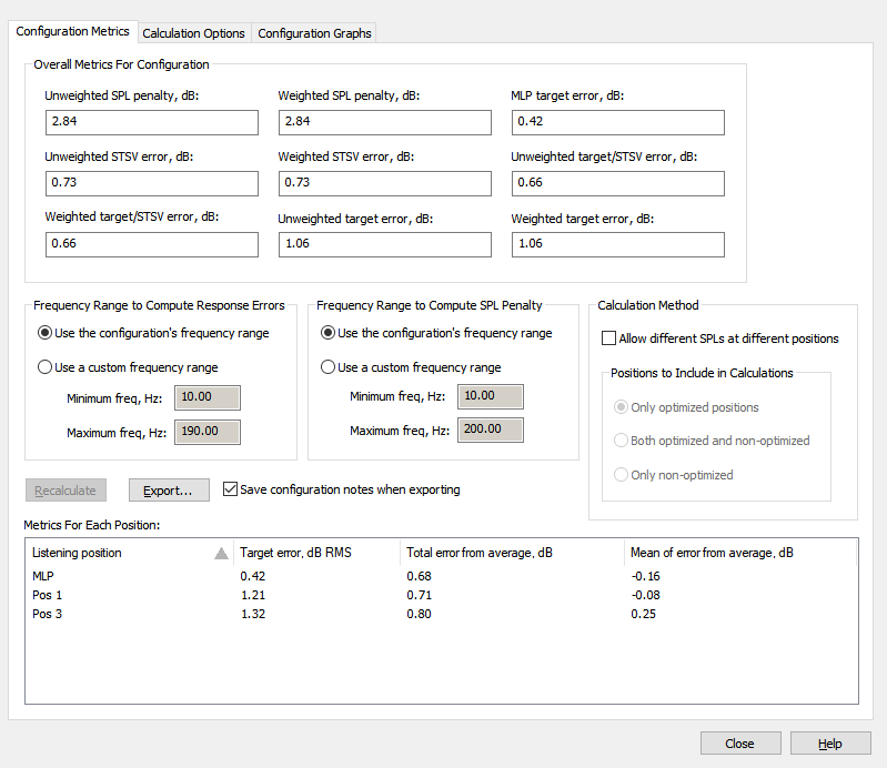 The Configuration Metrics Property Page