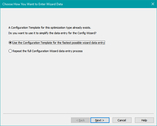 Reducing Configuration Wizard Data Entry