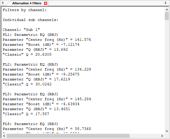 Filter Report Display