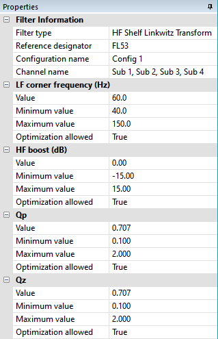 The Default Properties of the FL53 High-Shelf Filter