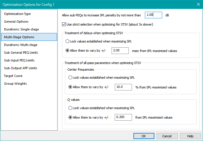 Set the Multi-Stage Options