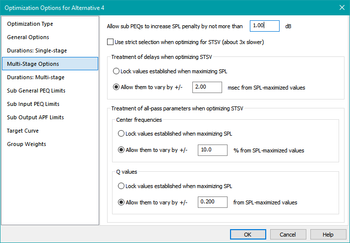 The Multi-Stage Options Property Page