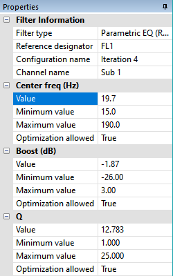 Filter Properties Window