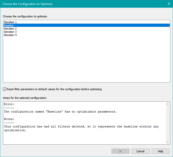 The Single-Configuration Optimization Dialog