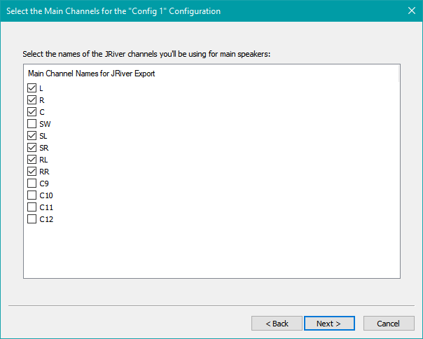 Choosing Main Channels for JRiver