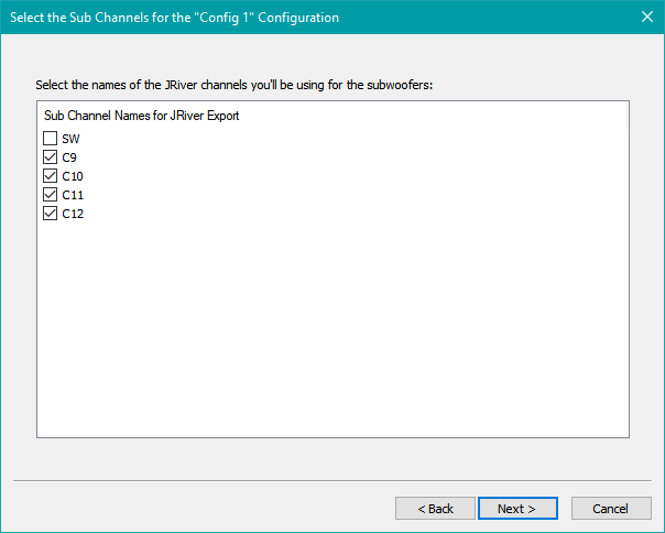 Choosing Sub Channels for JRiver