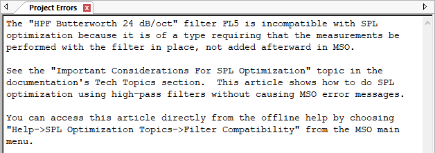 An Example Error Message Caused by an Incompatible Filter Type